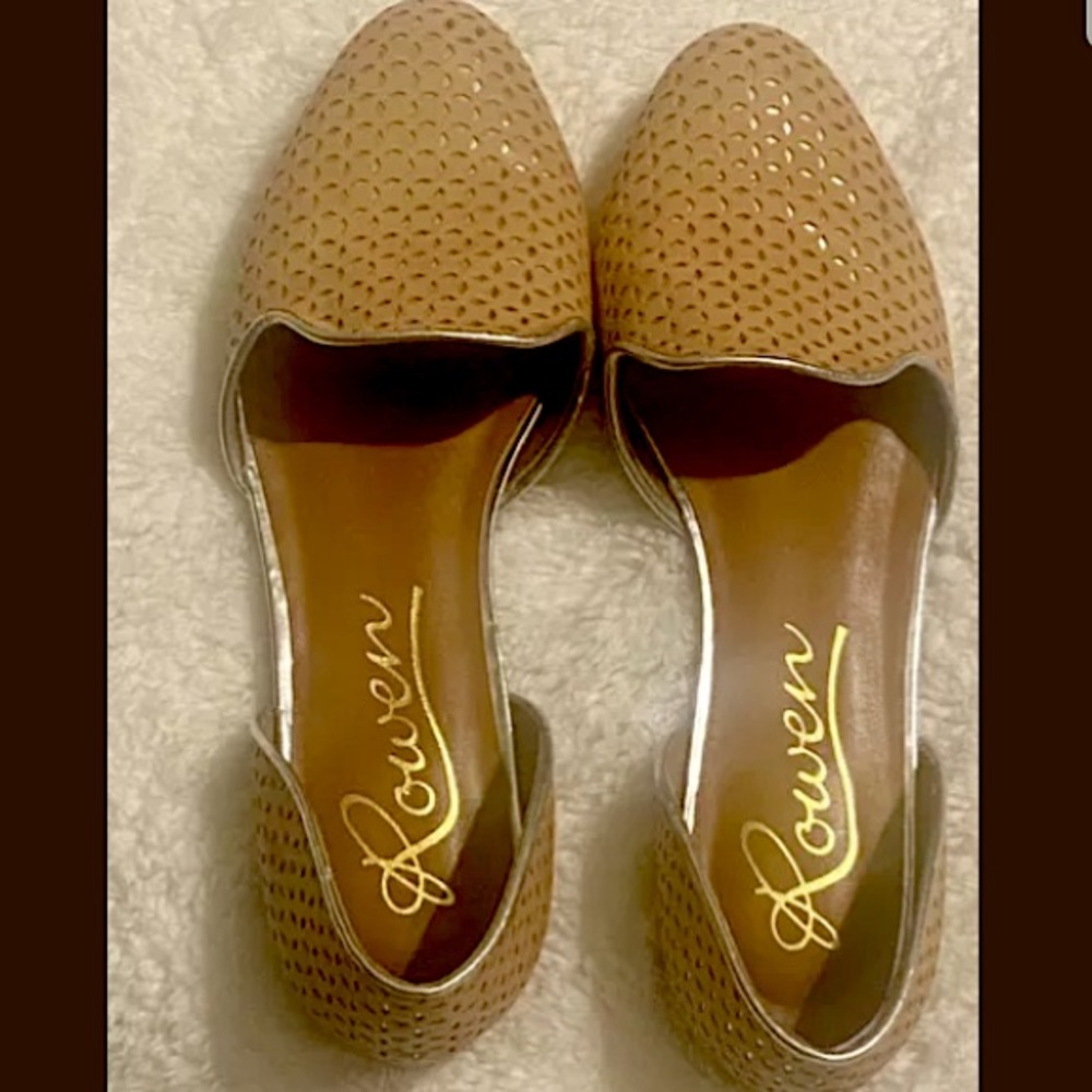 Rowen tan and silver flats/loafers.size 11